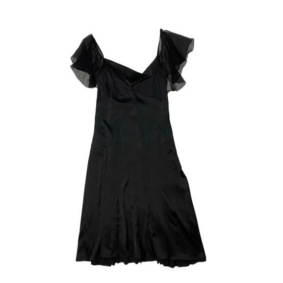 Diane Von Furstenberg Black Silk Flutter Sleeve Midi Dress - Picture 1 of 6